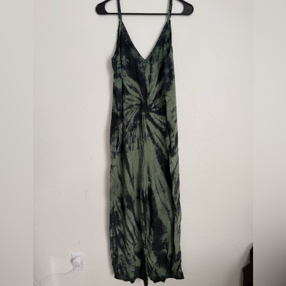 Anthropologie Cloth & Stone Green and Navy Tie Dye Jumpsuit - Picture 2 of 6
